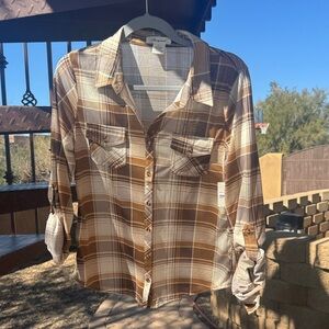 Passport Brown Plaid Button Down Shirt